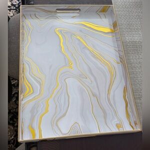 Gold and Gray Marble Pattern Tray
